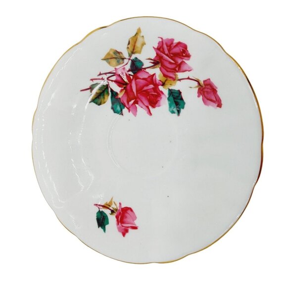 Vintage Royal London Tea Cup & Saucer Set white Red Rose Floral Numbered - Picture 5 of 14